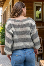 Load image into Gallery viewer, Striped Boat Neck Long Sleeve Sweater