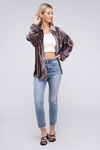 Load image into Gallery viewer, Wrinkle Effect Tiered Shirring Velvet Shirt