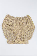 Load image into Gallery viewer, Beige Leopard Velvet Burnout Off Shoulder Long Sleeve Blouse