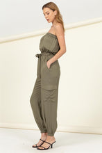 Load image into Gallery viewer, Flap Pocket Side Belted Tube Jumpsuit