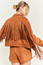 Load image into Gallery viewer, Suede Studded Fringe Jacket PLUS JJO5009P