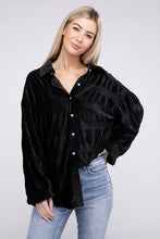 Load image into Gallery viewer, Wrinkle Effect Tiered Shirring Velvet Shirt
