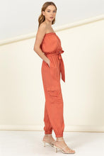 Load image into Gallery viewer, Flap Pocket Side Belted Tube Jumpsuit
