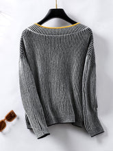 Load image into Gallery viewer, Striped V-Neck Long Sleeve Sweater