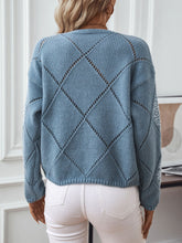 Load image into Gallery viewer, Openwork Round Neck Long Sleeve Knit Top