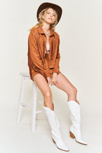 Load image into Gallery viewer, Suede Studded Fringe Jacket PLUS JJO5009P