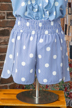 Load image into Gallery viewer, Sky Blue Polka Dot Print Shirred High Waist Casual Shorts