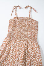 Load image into Gallery viewer, Khaki Thin Straps Smocked Bodice Wide Leg Floral Jumpsuit