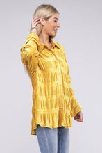 Load image into Gallery viewer, Wrinkle Effect Tiered Shirring Velvet Shirt