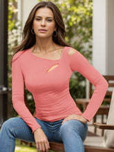 Load image into Gallery viewer, Cutout Asymmetrical Neck Long Sleeve T-Shirt