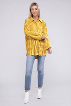Load image into Gallery viewer, Wrinkle Effect Tiered Shirring Velvet Shirt