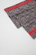 Load image into Gallery viewer, Brown Wild Leopard Print Contrast Lace Striped Detail Drawstring Pants