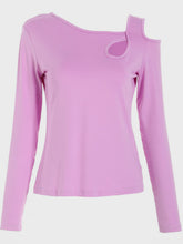 Load image into Gallery viewer, Cutout Asymmetrical Neck Long Sleeve T-Shirt