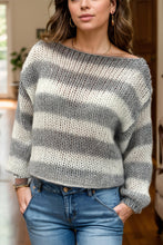 Load image into Gallery viewer, Striped Boat Neck Long Sleeve Sweater