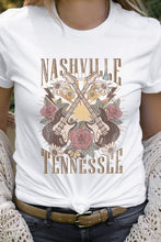 Load image into Gallery viewer, Nashville Tennessee Rose and Guitars Graphic Tee