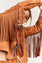 Load image into Gallery viewer, Suede Studded Fringe Jacket PLUS JJO5009P