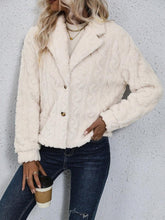 Load image into Gallery viewer, Fuzzy Button Up Collared Neck Jacket
