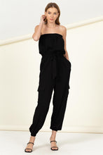 Load image into Gallery viewer, Flap Pocket Side Belted Tube Jumpsuit