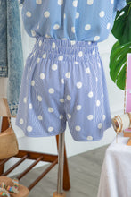 Load image into Gallery viewer, Sky Blue Polka Dot Print Shirred High Waist Casual Shorts