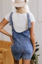 Load image into Gallery viewer, Dusk Blue Sleeveless U Neck Patched Pocket Denim Romper