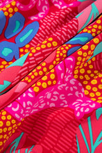 Load image into Gallery viewer, Rose Tropical Printed Lantern Sleeve V Neck Ruffled Plus Size Mini Dress