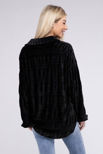 Load image into Gallery viewer, Wrinkle Effect Tiered Shirring Velvet Shirt