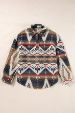 Load image into Gallery viewer, Brown Western Aztec Collared Button-up Sweatshirt