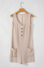 Load image into Gallery viewer, Parchment Corded Knit Side Pockets Buttoned Sleeveless Romper