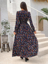 Load image into Gallery viewer, Smocked Printed V-Neck Flounce Sleeve Dress