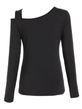 Load image into Gallery viewer, Cutout Asymmetrical Neck Long Sleeve T-Shirt