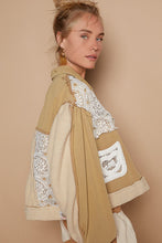 Load image into Gallery viewer, POL Crochet Patch Exposed Seam Button Up Jacket