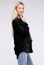 Load image into Gallery viewer, Wrinkle Effect Tiered Shirring Velvet Shirt