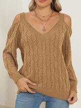Load image into Gallery viewer, Cable-Knit V-Neck Long Sleeve Sweater