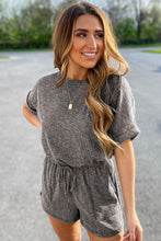Load image into Gallery viewer, Gray Ribbed Elastic Waist Romper