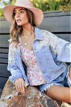 Load image into Gallery viewer, Mesh Stitching Nail Drill Button down Denim Jacket