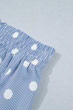 Load image into Gallery viewer, Sky Blue Polka Dot Print Shirred High Waist Casual Shorts