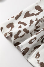Load image into Gallery viewer, Khaki Leopard Print Split Neck Balloon Sleeve Blouse