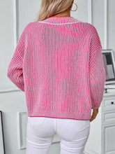 Load image into Gallery viewer, Striped V-Neck Long Sleeve Sweater