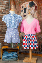Load image into Gallery viewer, Sky Blue Polka Dot Print Shirred High Waist Casual Shorts