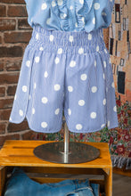 Load image into Gallery viewer, Sky Blue Polka Dot Print Shirred High Waist Casual Shorts