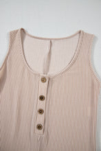 Load image into Gallery viewer, Parchment Corded Knit Side Pockets Buttoned Sleeveless Romper