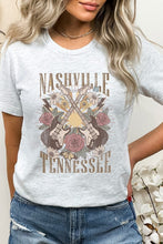 Load image into Gallery viewer, Nashville Tennessee Rose and Guitars Graphic Tee