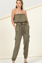Load image into Gallery viewer, Flap Pocket Side Belted Tube Jumpsuit