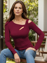 Load image into Gallery viewer, Cutout Asymmetrical Neck Long Sleeve T-Shirt