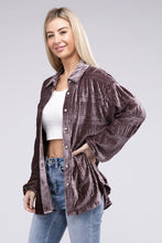 Load image into Gallery viewer, Wrinkle Effect Tiered Shirring Velvet Shirt