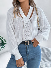 Load image into Gallery viewer, Cutout V-Neck Long Sleeve Sweater