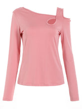Load image into Gallery viewer, Cutout Asymmetrical Neck Long Sleeve T-Shirt