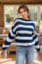 Load image into Gallery viewer, Striped Boat Neck Long Sleeve Sweater