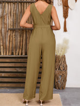 Load image into Gallery viewer, V-Neck Tie Waist Jumpsuit