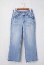 Load image into Gallery viewer, Beau Blue Mineral Wash Raw Hem High Waist Flared Jeans